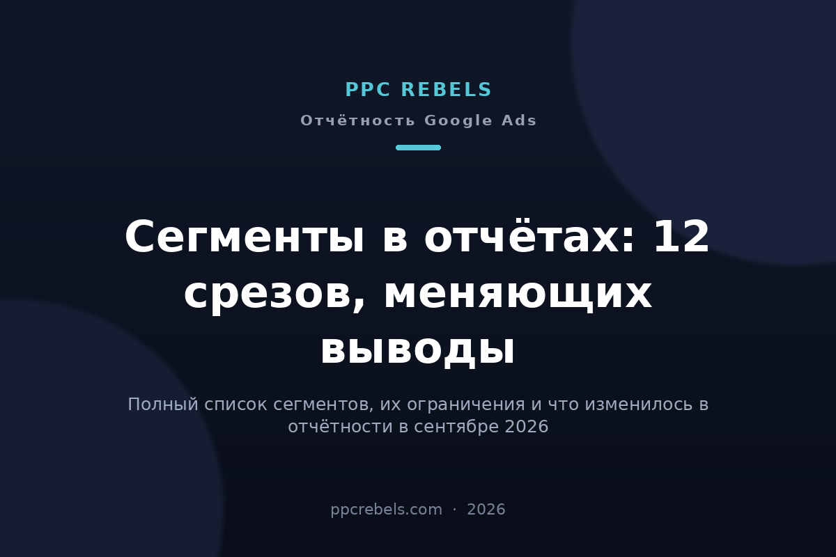 Обложка статьи PPC Rebels о сегментах в отчётах Google Ads в 2026 году
