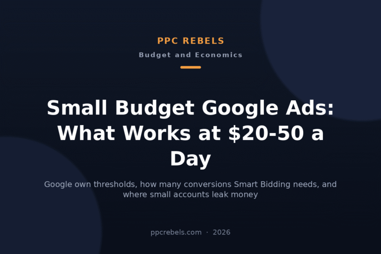 PPC Rebels article cover about running Google Ads on a small budget in 2026