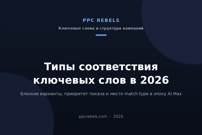 Обложка статьи PPC Rebels 2026 о типах соответствия ключевых слов и близких вариантах в Google Ads