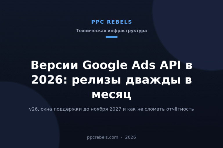 Обложка статьи PPC Rebels: версии Google Ads API в 2026 году, релизы дважды в месяц и даты отключения версий
